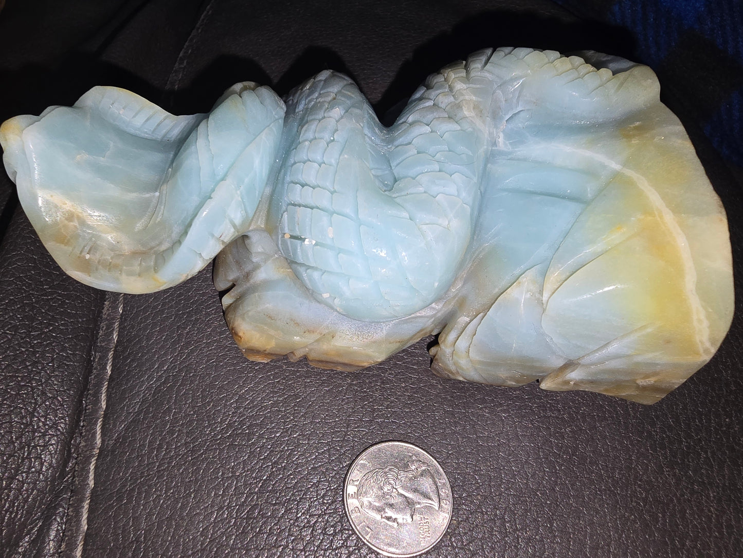 Caribbean calcite crystal snake cobra carving