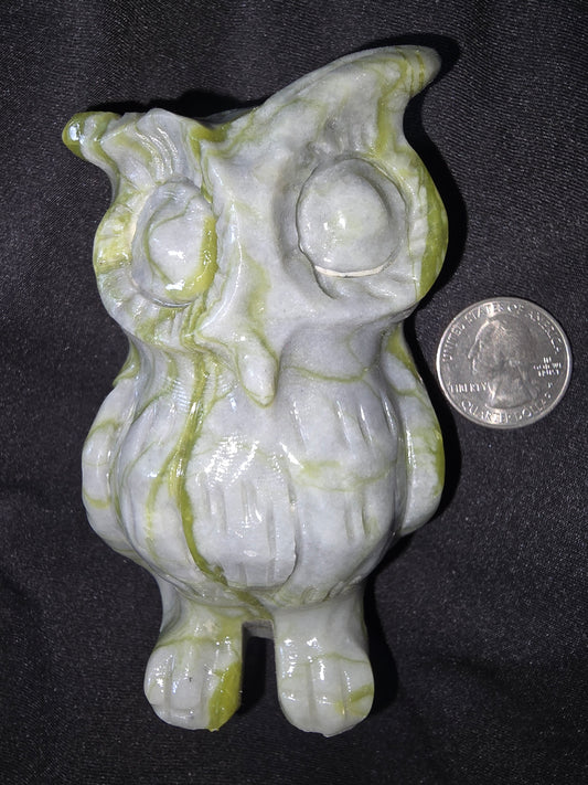 Wise owl jade crystal carving