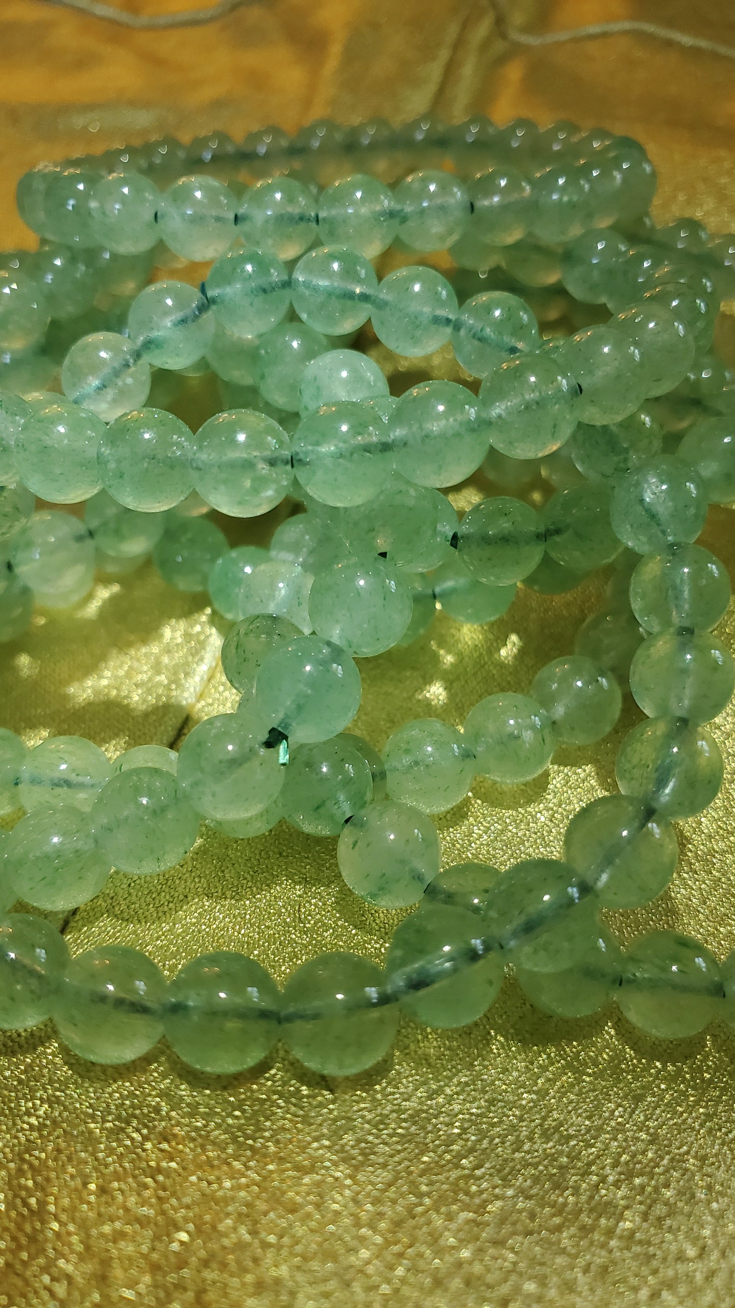 Strawberry quartz crystal green bracelet