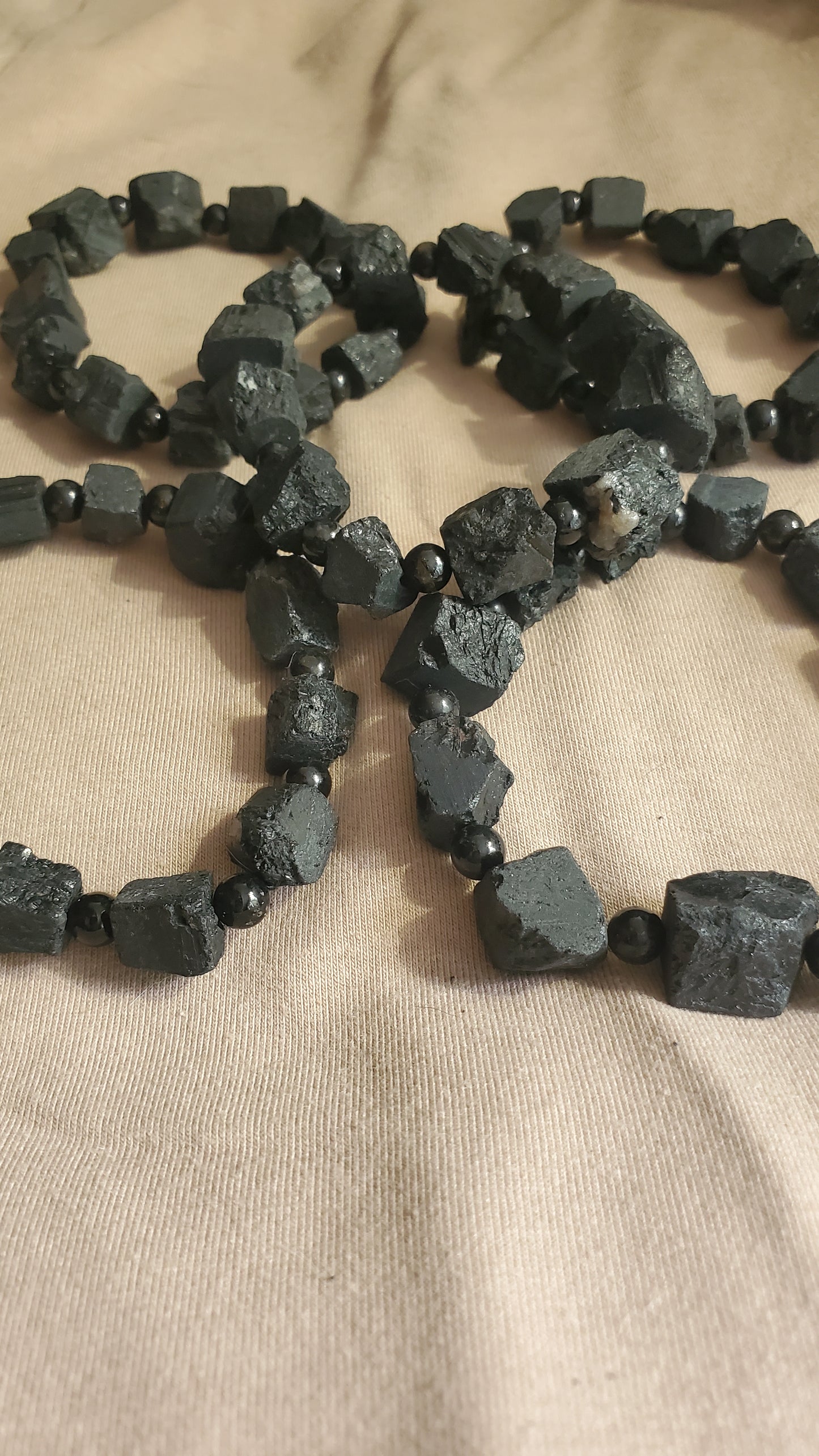 Raw black tourmaline crystal bracelet