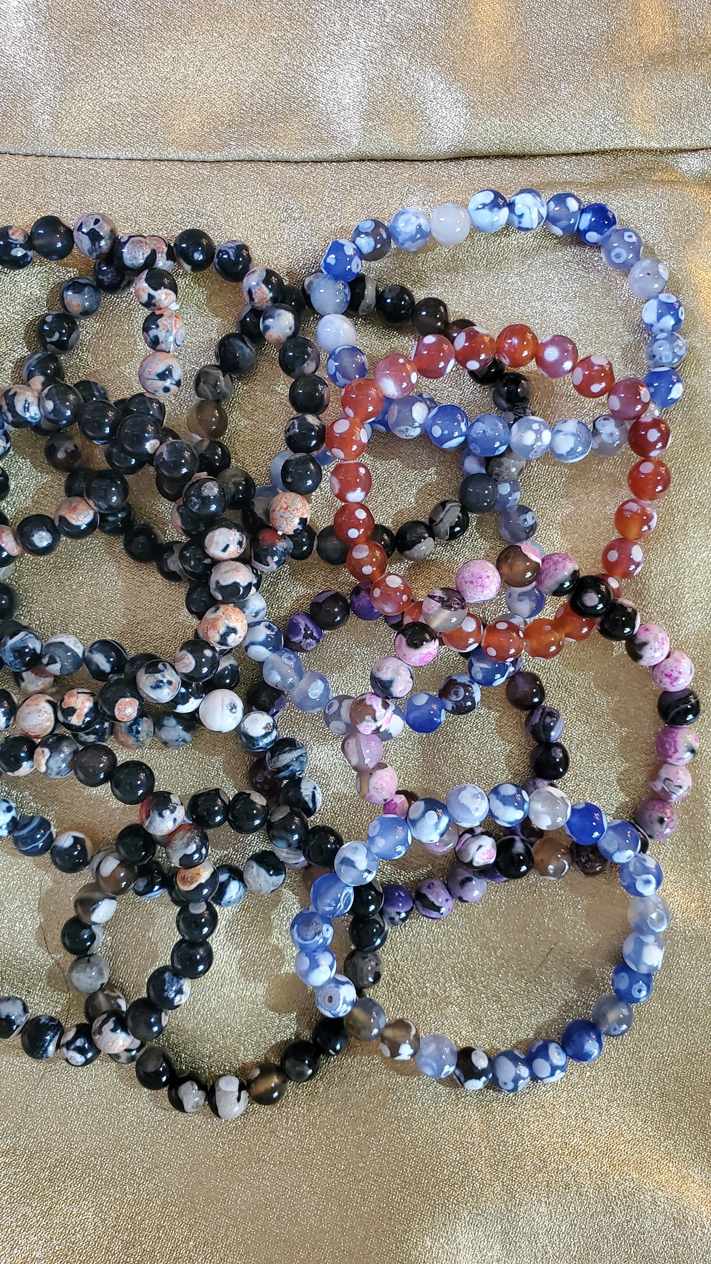 Colored orca agate beaded crystal bracelet