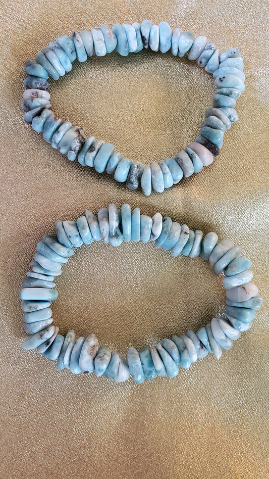 Larimar chip crystal bracelet