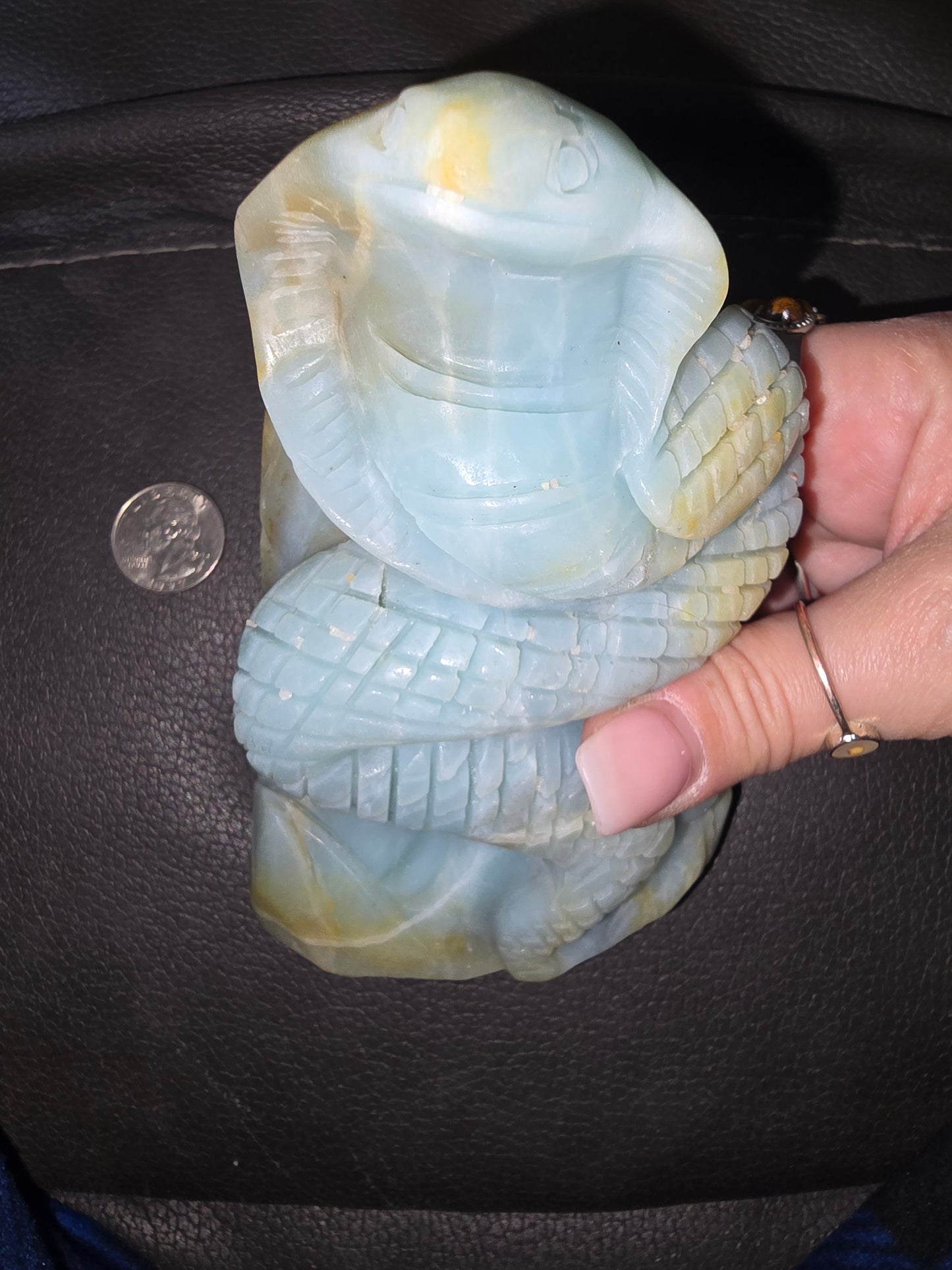 Caribbean calcite crystal snake cobra carving