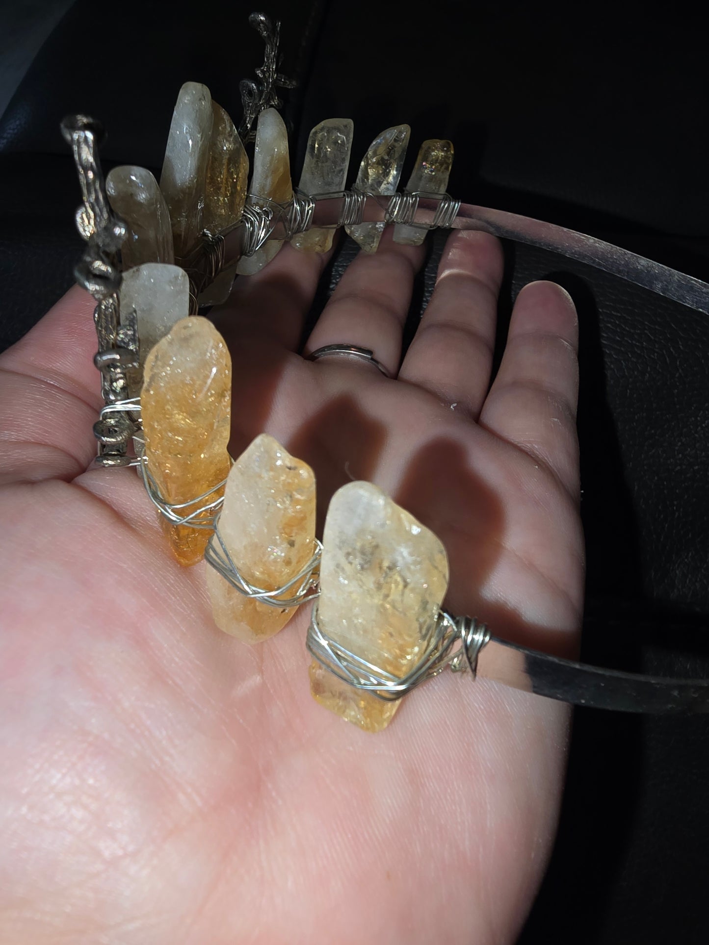 Citrine crystal moon crown