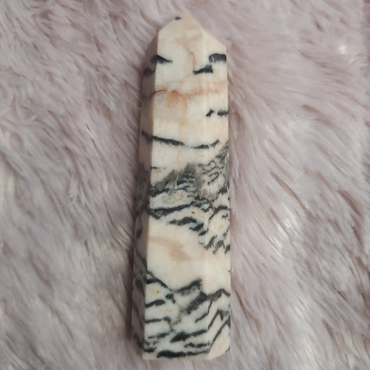 Pink zebra jasper crystal tower