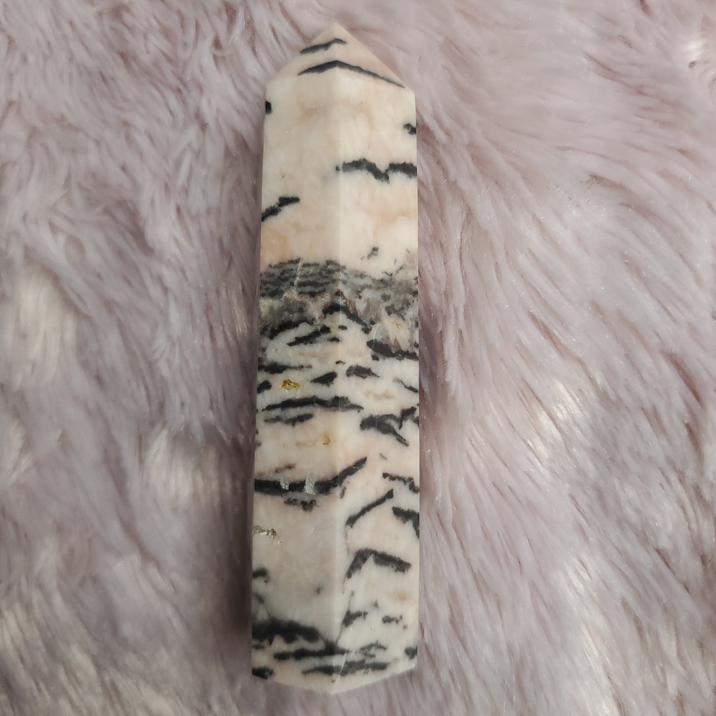 Pink zebra jasper crystal tower