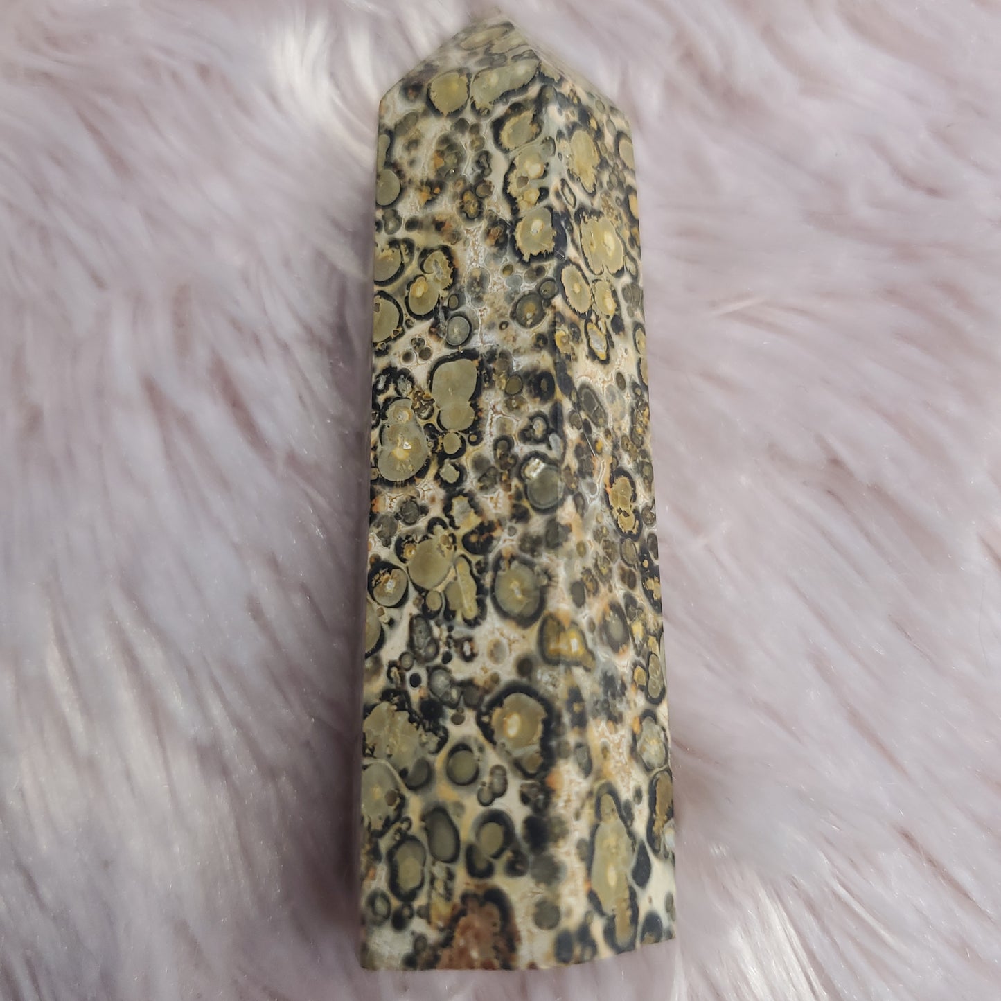 Leopard skin jasper crystal tower
