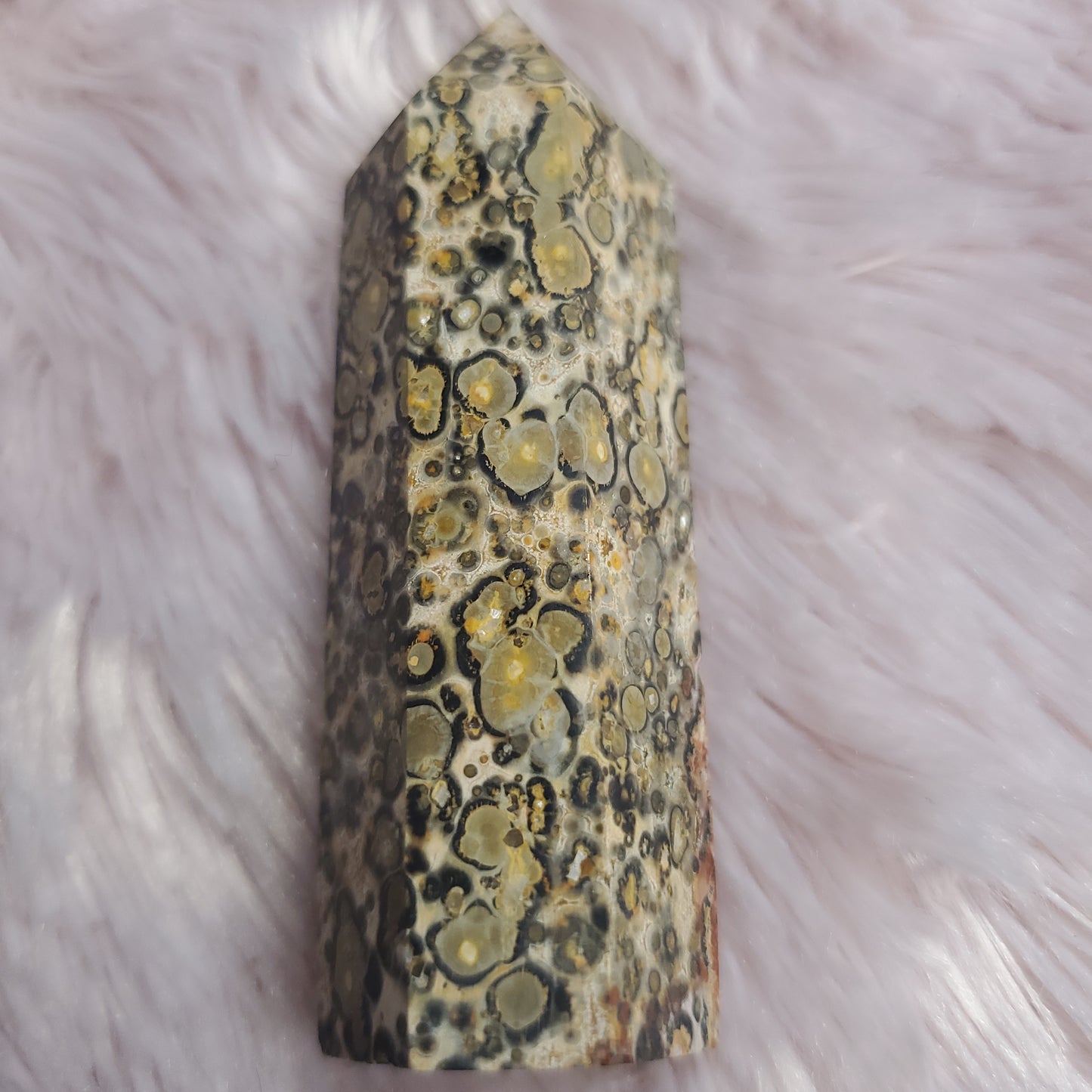Leopard skin jasper crystal tower