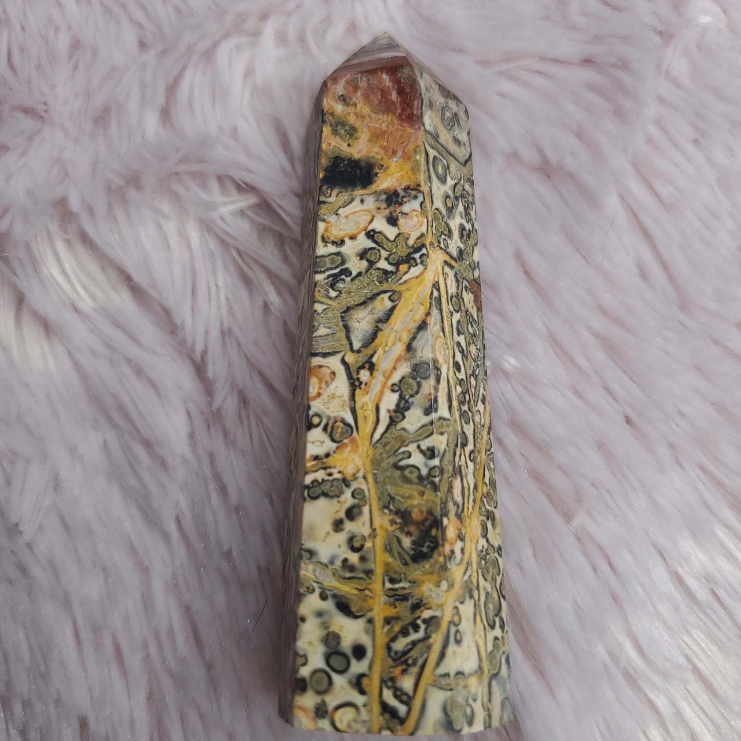 Leopard skin jasper crystal tower