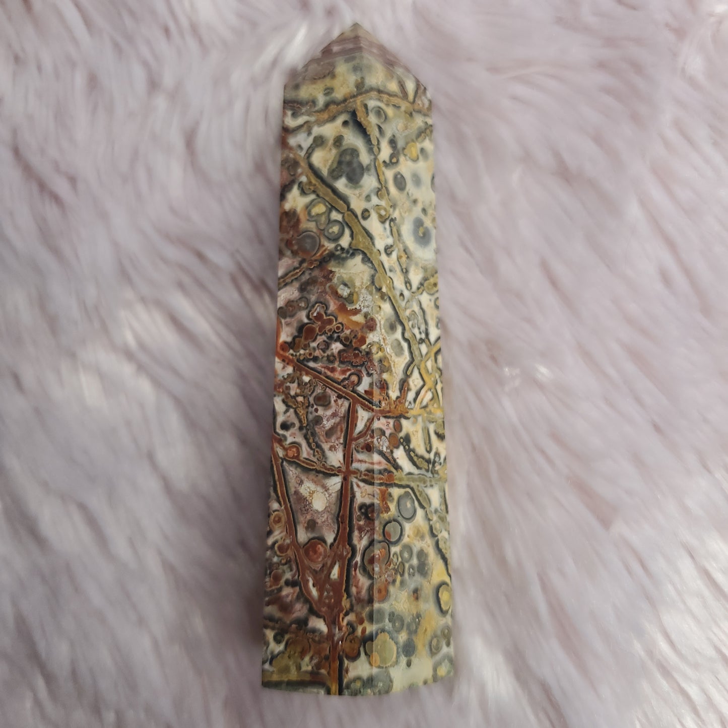 Leopard skin jasper crystal tower