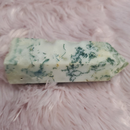 Moss agate tower crystal