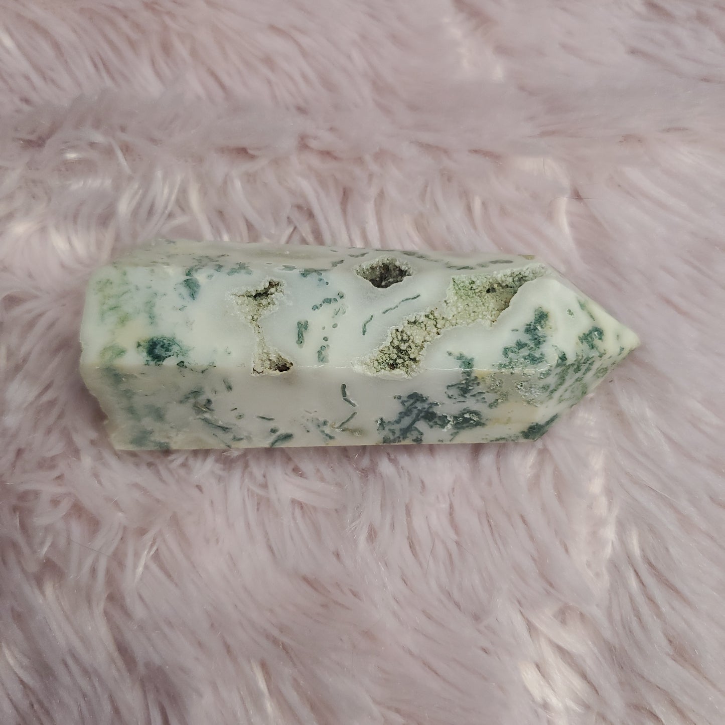 Moss agate tower crystal