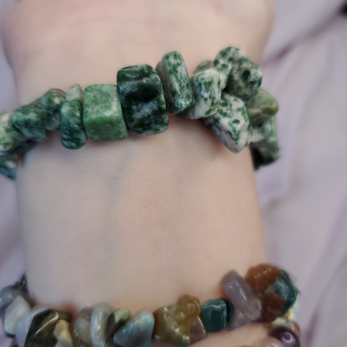 Tree agate chip bracelet crystal