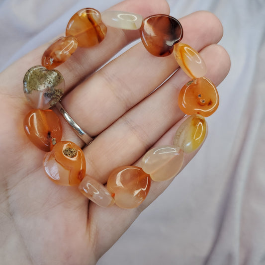 Heart carnelian crystal bracelet