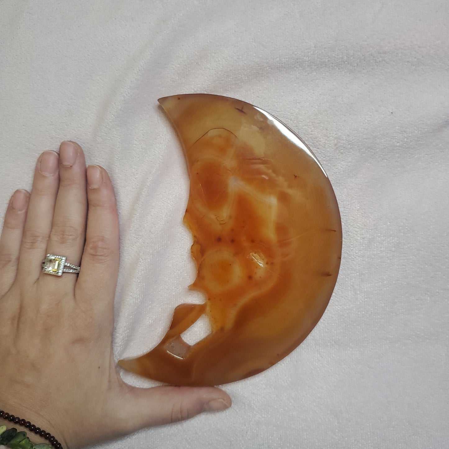 Druzy carnelian moon face crystal