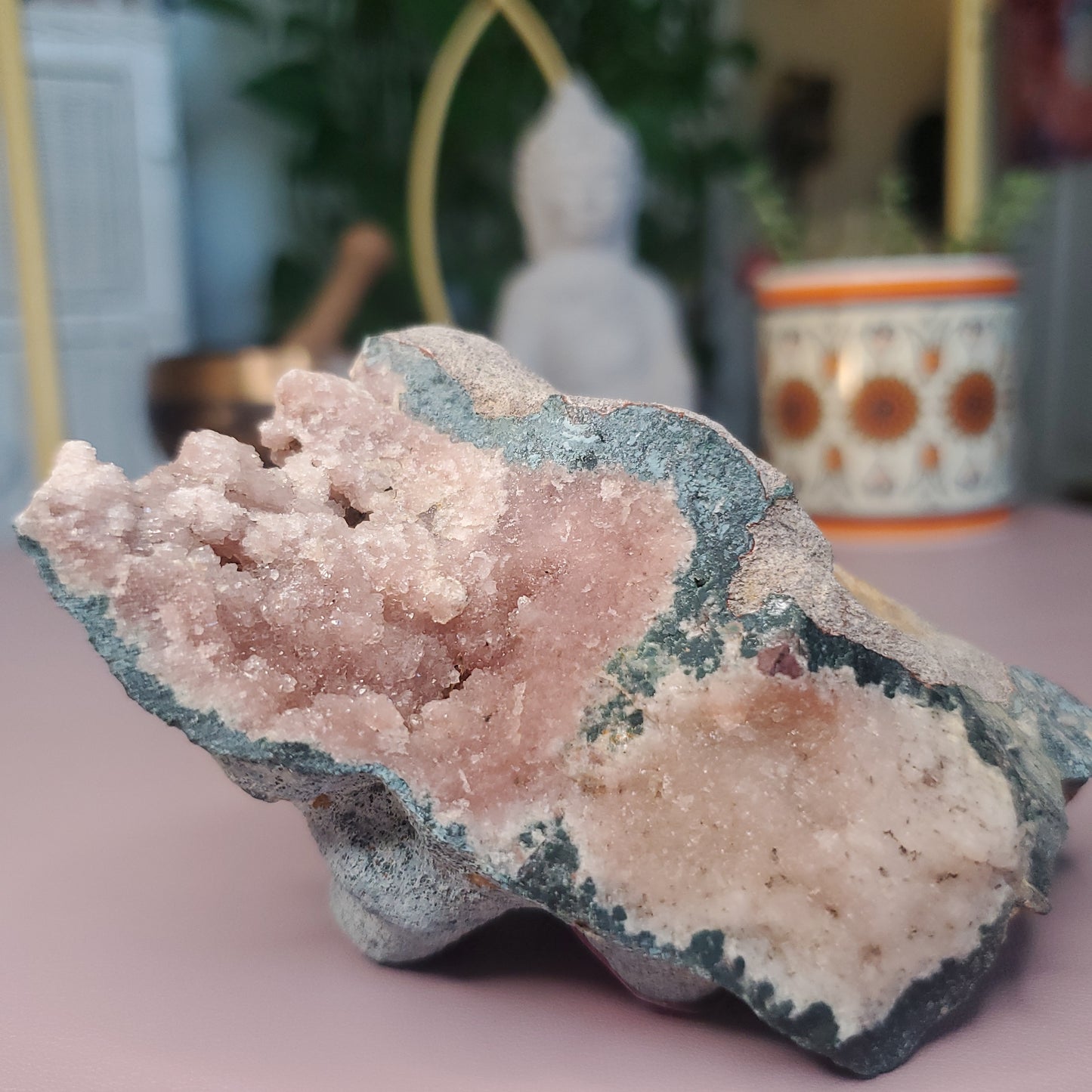 Raw pink amethyst specimen