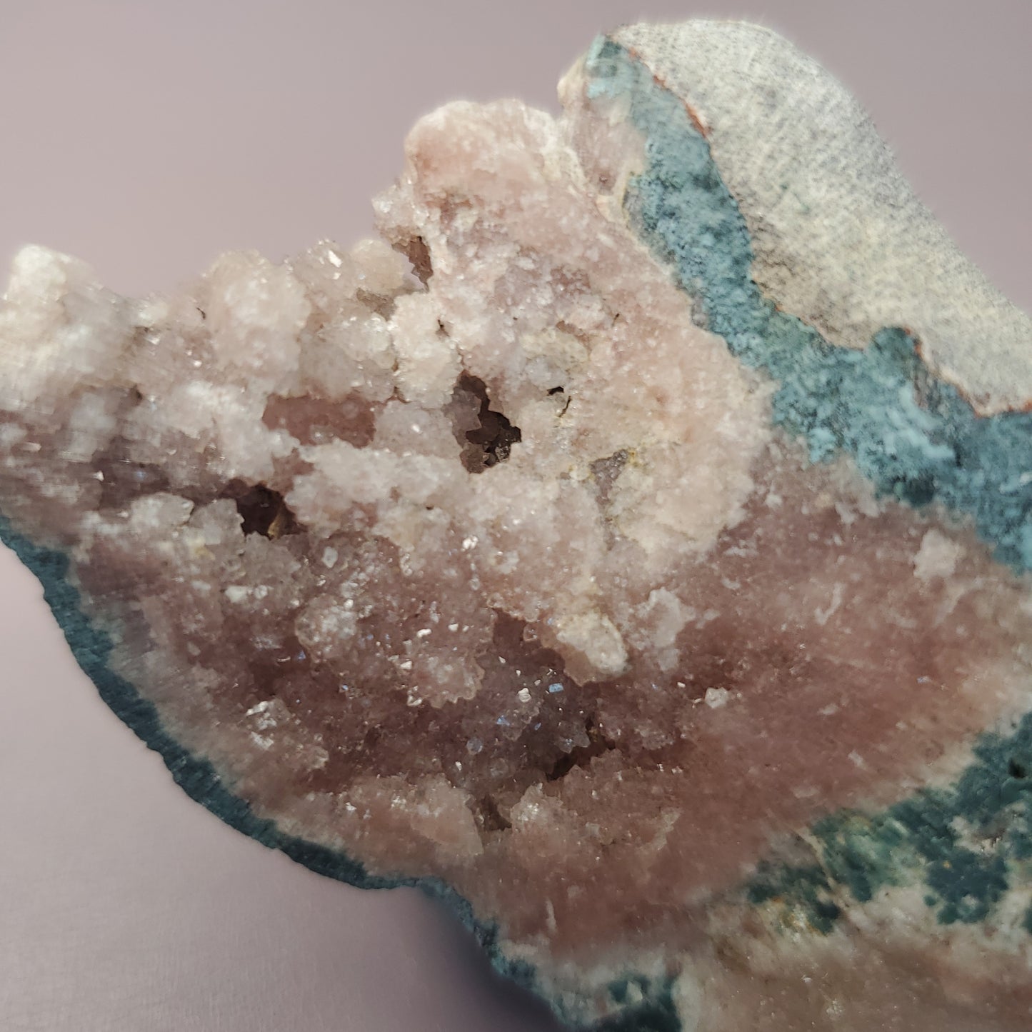 Raw pink amethyst specimen